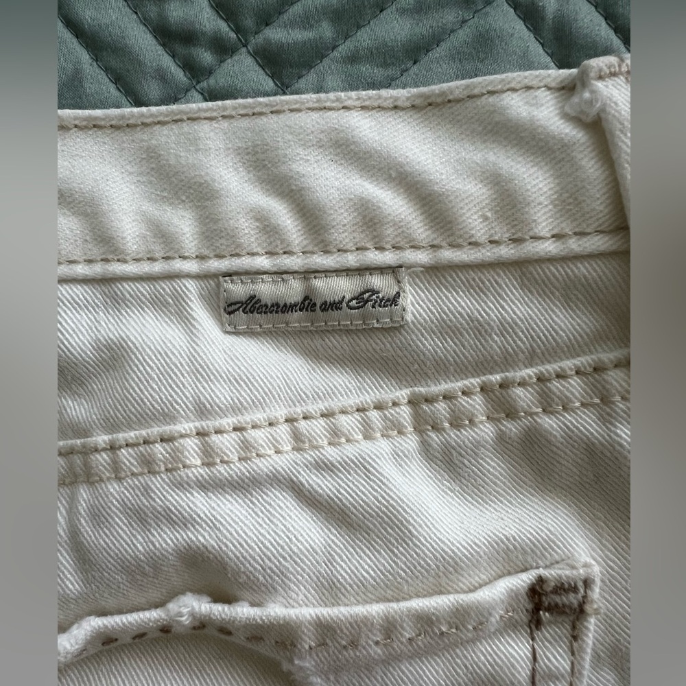 Abercrombie & Fitch White Distressed Denim Shorts - Picture 7 of 9